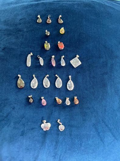24 Vintage Faceted Crystal Pendants, Assorted Colours & Shapes, Jewellery Making Components