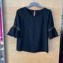 River Island Black & Gold Bell Sleeve Top Image 7