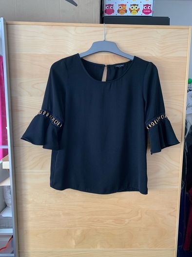 River Island Black & Gold Bell Sleeve Top