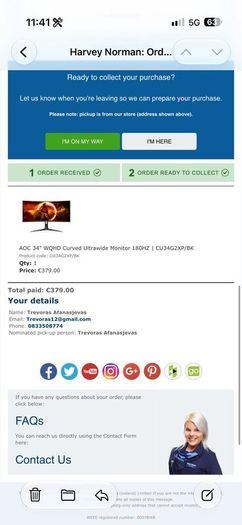 AOC 34 Ultrawide gaming monitor