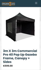 O'Mearas 3m x 3m Commercial Pro 40 Pop Up Shelter - Black in Excellent .