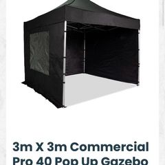 O'Mearas 3m x 3m Commercial Pro 40 Pop Up Shelter - Black in Excellent .