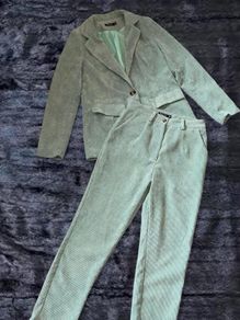 Nasty Gal Mint Green Corduroy Coord/ Suit Set Blazer UK 8 Trousers UK 10