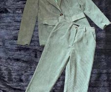 Nasty Gal Mint Green Corduroy Coord/ Suit Set Blazer UK 8 Trousers UK 10