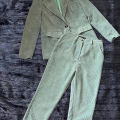 Nasty Gal Mint Green Corduroy Coord/ Suit Set Blazer UK 8 Trousers UK 10