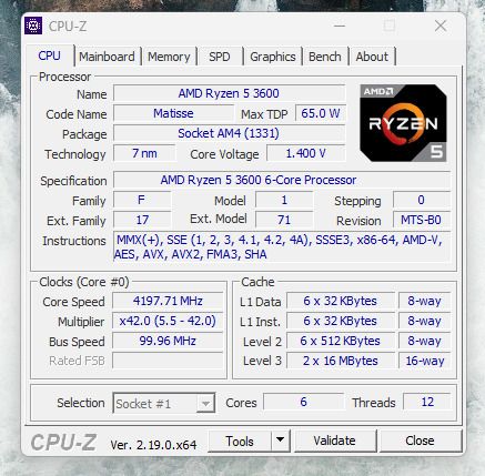 AMD Ryzen 5 3600 CPU AM4 6 Core 12 Threads