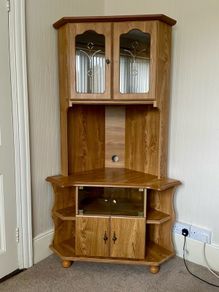 Solid Wood Corner Display TV Unit