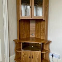 Solid Wood Corner Display TV Unit