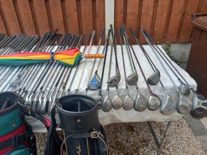A selection of Golf clubs. Right handed clubs