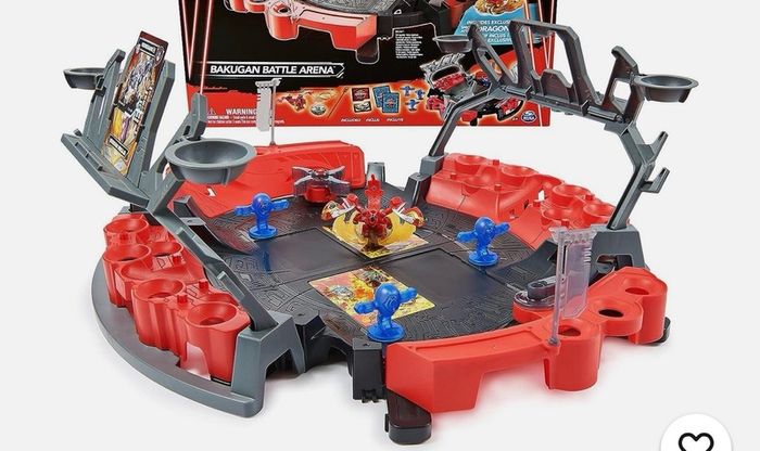 Wooden toy train set and Bakugan Stadiums