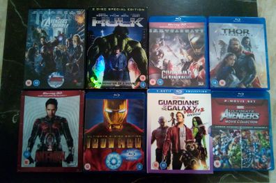 Marvel Movie Blu-ray & Dvd Bundle Lot Iron Man Guardians Of Galaxy Thor Captain America Antman Etc