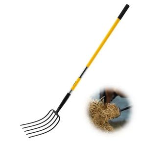 5-Tine Gardening Pitchfork with Fiberglass Handle, 57 in Heavy Duty Digging Fork with Y Grip, Forged Steel Spading Fork for Hay Potato Composting Transplanting Aeration