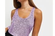 River Island Purple Sequin Sleeveless Top Sz 16 New With Tags