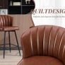 Set of 2 Bar Stools with Black Metal Legs, PU Leather Brown Image 3
