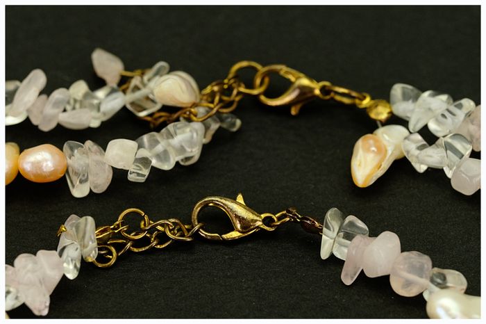 Vintage Two Strand Natural Rose Quartz Necklace & Bracelet
