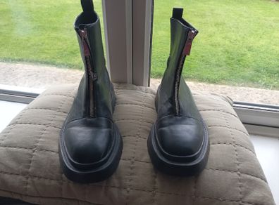 Zara chunky zip front boot black