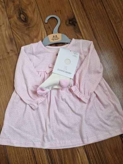 Baby girls dress & tights set 0-3m
