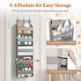 Over the Door Storage, Clear Hanging Organiser with 4 Mesh Side Pockets, Anti Tilt 40 lbs Load Behind Door for Dorm, University Essentials, Room, Bedroom, Kitchen, Light Grey, 5 Shelf, 1 Pack Image 9