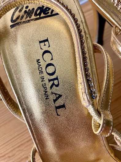 Ecoral special occasion gold leather heels 7/40