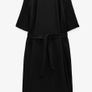 Zara black round neck midi belted dress with contrast knit sleeves, size L- UK 12 Image 3
