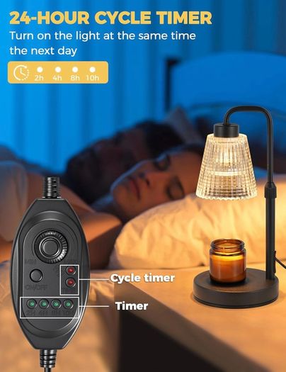 Candle Warmer Lamp with Timer, Birthday Gifts for Women Home Decor 24h Cycle Timer Dimmable Wax Melt Warmer with 2 Bulbs, Fall Decor for Home Living Room Halloween Decorations Gifts for Mom