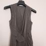 Karen Millen Taupe Grey Draped Asymmetric Wrap Sleeveless Midi Cocktail Dress 8UK/36EU Image 8