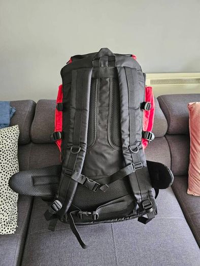 90 L Hiking backpack. Trekking backpack. Camping backpack. Red.