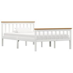 Bed Frame White Solid Pinewood 120 x 190 cm