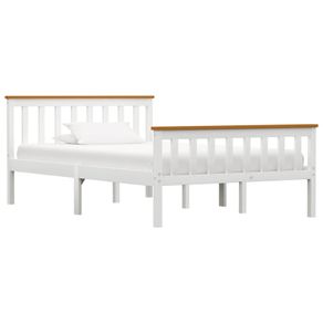 Bed Frame White Solid Pinewood 120 x 190 cm