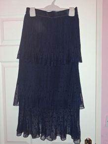 Navy layered pattern maxi skirt
