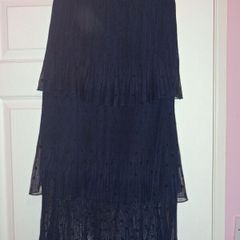 Navy layered pattern maxi skirt