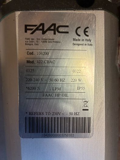 Faac 422 Hydraulic Rams