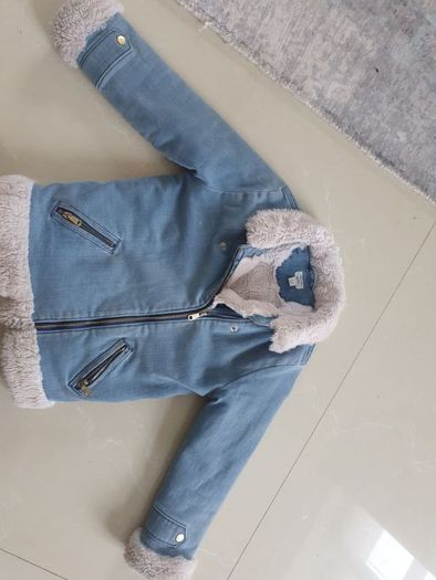 River island 4-5 girls denim fur jacket