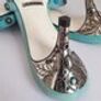 Dolce Gabbana D&G Vintage Blue Suede Embellished Mules Slides Image 3