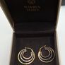 9ct three tones yellow, white,and rose gold triple hoop earrings Image 3