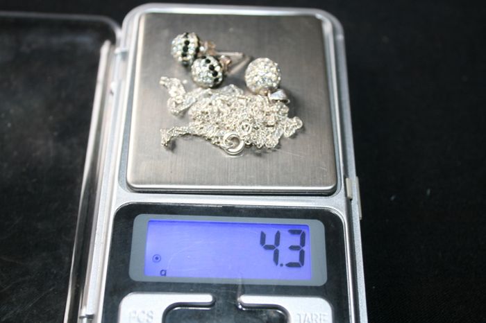 Silver 925 Earrings and a Necklace with a Pendant length 19" - 4,3g
