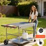 Outdoor Grill Cart Grilling Table Movable Outdoor Cooking Table with 4 Spice Containers, Wheels, Lids, Hooks Image 6