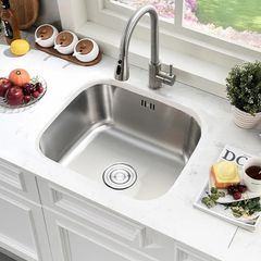 Undermount Single Bowl, 46/46cm Large Kitchen Sink Workstation, T304 Stainless Steel Kitchen Sink with Drain Assembly and Removable Strainer for Easy Cleaning Brushed