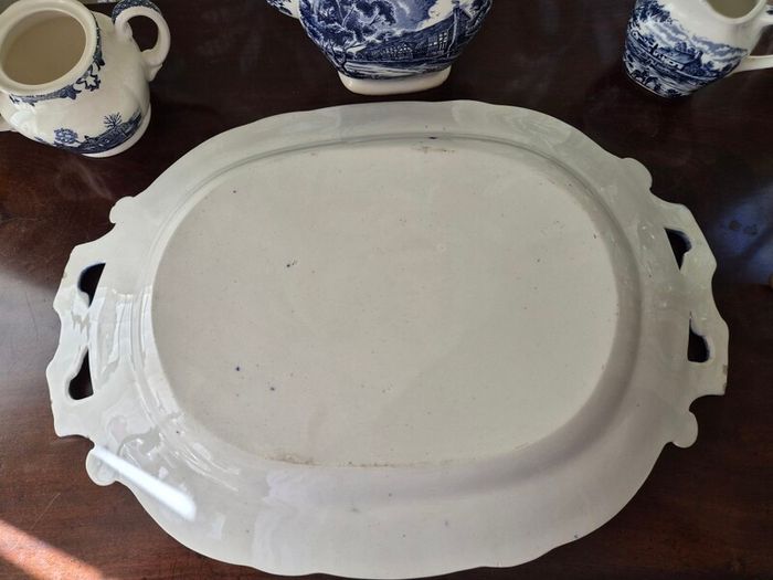 Antique Victorian Staffordshire transferware serving platter