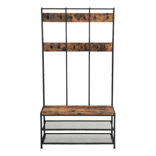 New XXL Metal Hall Tree Coat Rack with Shoe Bench - FREE P&P