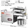 Electric Oil Press Machine, 850W Stainless Steel Oil Extractor Machine, 0-300C / 32 - 572F Adjustable Temperature, Hot Press Oil Expeller for Pressing Peanuts, Sesame Seeds, Rapeseed, Tea Seeds Image 2