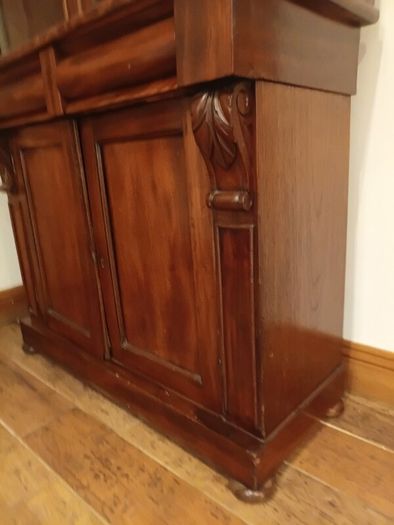 Two-door antique Victorian mahogany bookcase