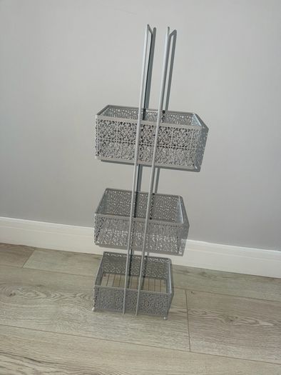 Dunnes Stores 3-Tier Metal Storage Caddy with Decorative Baskets in Grey