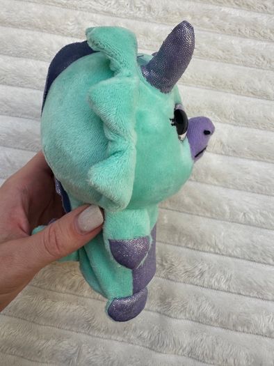 Popetz Triceratops Dinosaur Jumping Plush Toy Sot Teal Purple NO Sounds Eolo Toys Used Please see photos
