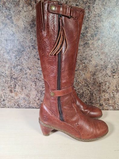 Vintage womens Dr Martens 11436 brown leather heeled riding boots knee high Size Uk 4 EU 37