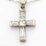 Sterling Silver CZ Cross Necklace On 925 Italian Chain Image 2