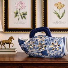 Large Blue & White Chinese-Style Ceramic Fish