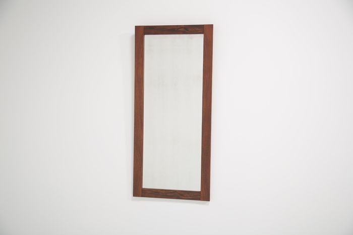 Vintage Swedish Minimalist Rosewood Mirror, 1960s