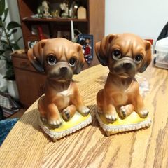 Vintage Foreign Dogs piggy bank  money box porcelain gift present