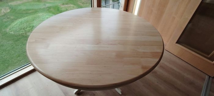 Solid Wood Round Dining Table with 4 Fabric Chairs
